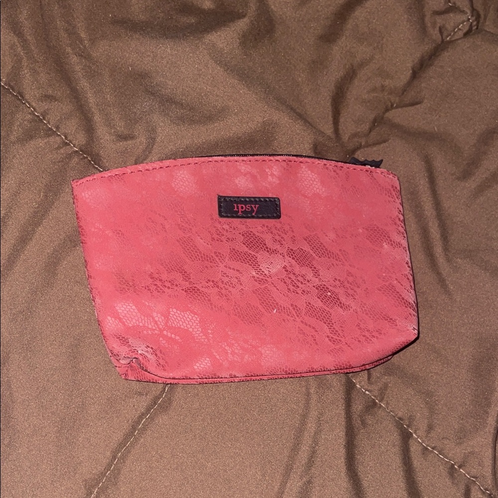 Ipsy burgandy Lace Makeup Pouch